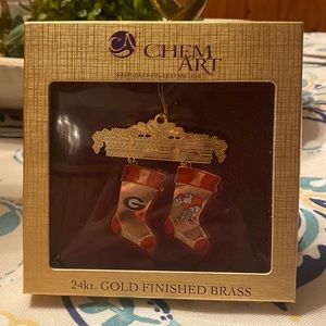 Georgia Bulldogs gold finished stocking ornament.